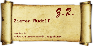 Zierer Rudolf névjegykártya